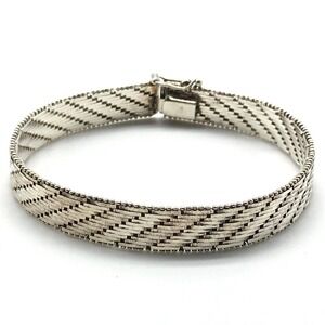Vintage 925 Italian Sterling Silver Flat Flexible Chain Link Bracelet 7.5"